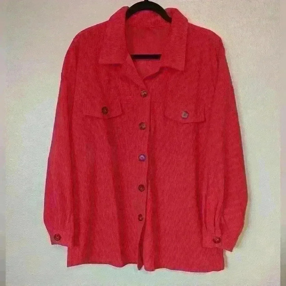 Red Fall Jacket ribbed Size Large - Picture 1 of 8